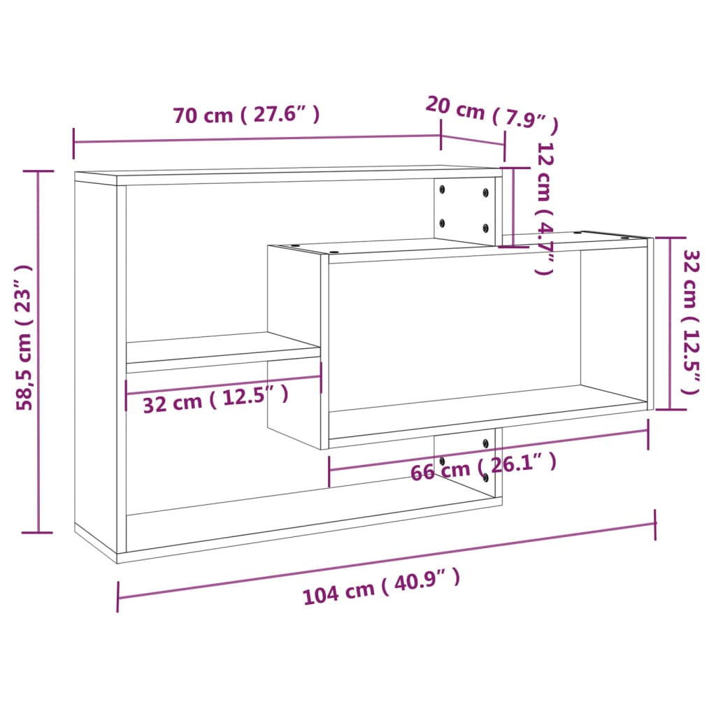 Wall Shelf Brown Oak 104x20x58,5 cm Engineered Wood