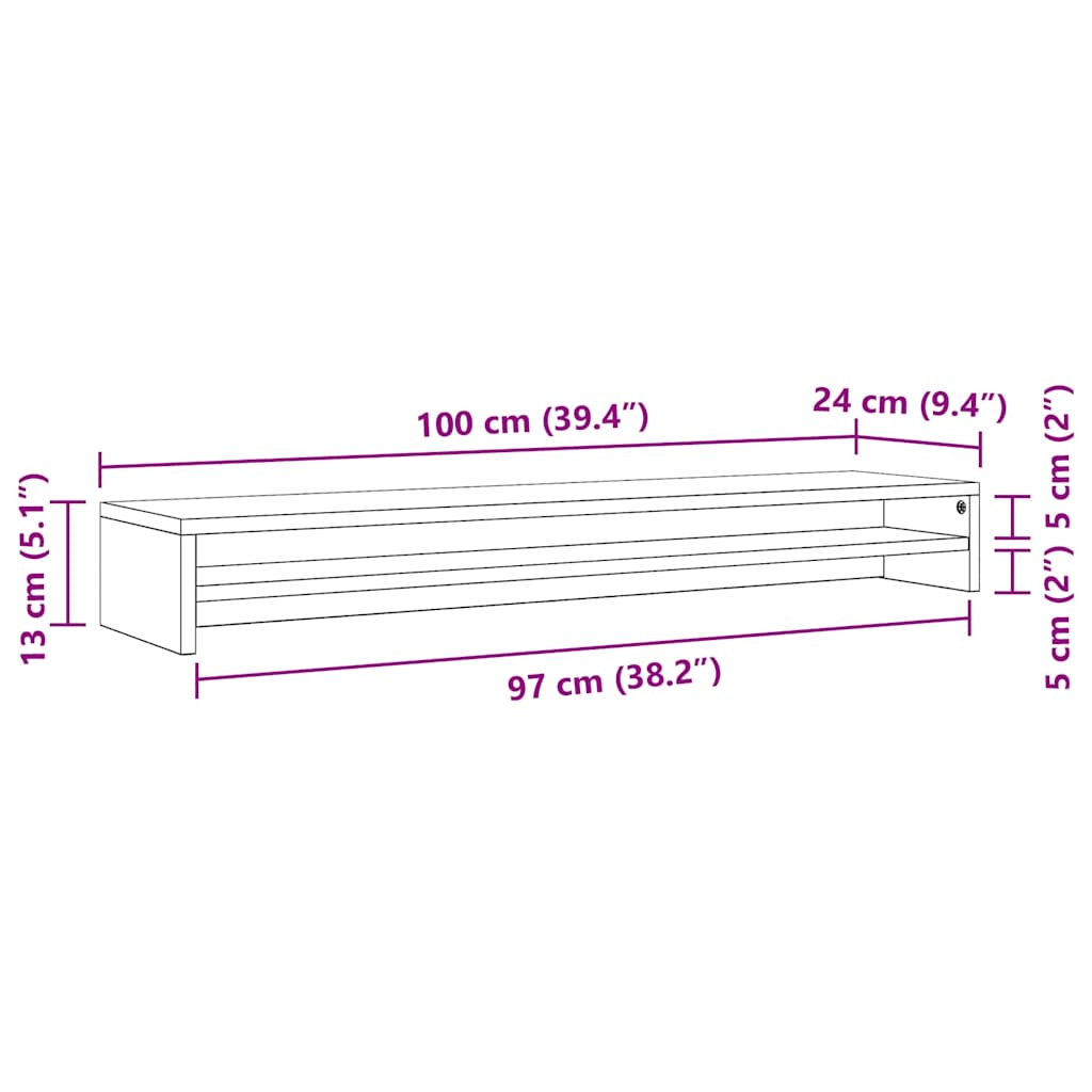 Monitor Stand Grey Sonoma 100x24x13 cm Engineered Wood