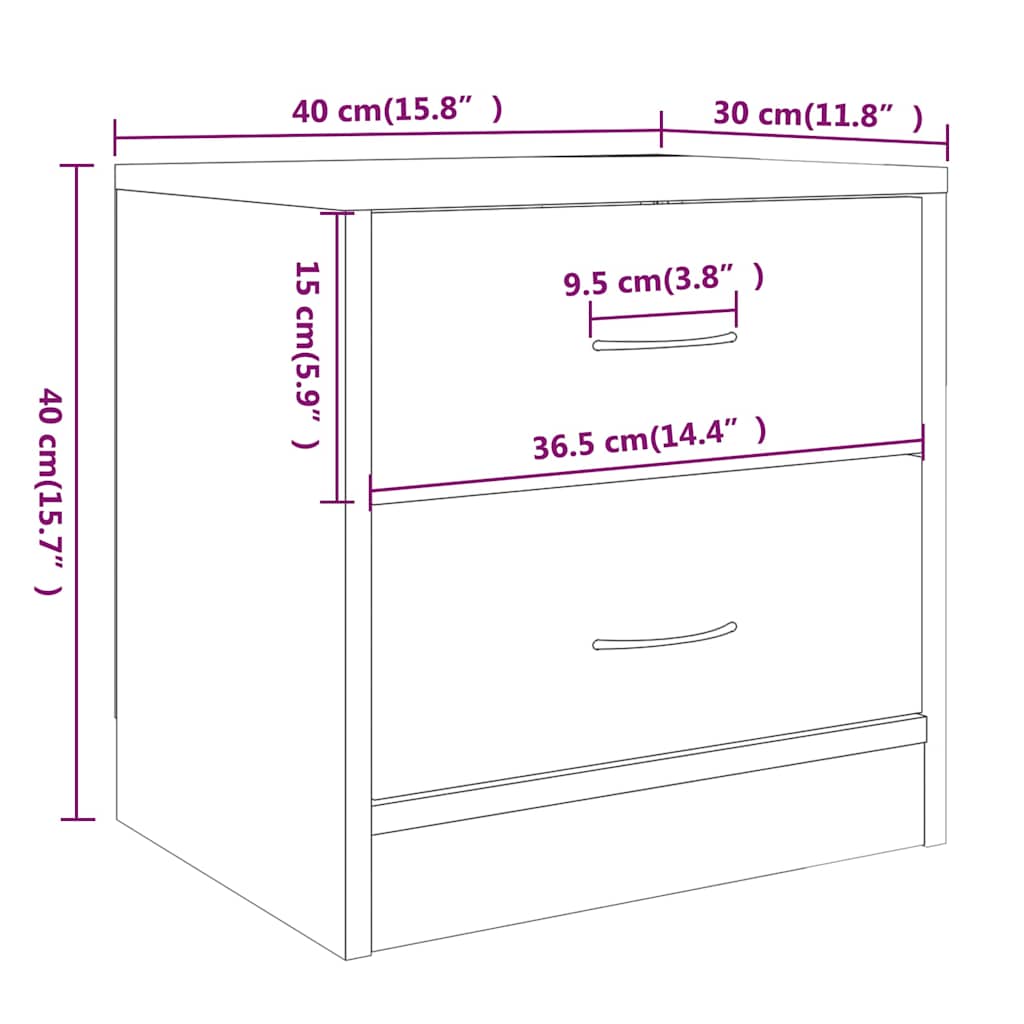 Bedside Cabinet Grey Sonoma 40x30x40 cm Engineered Wood