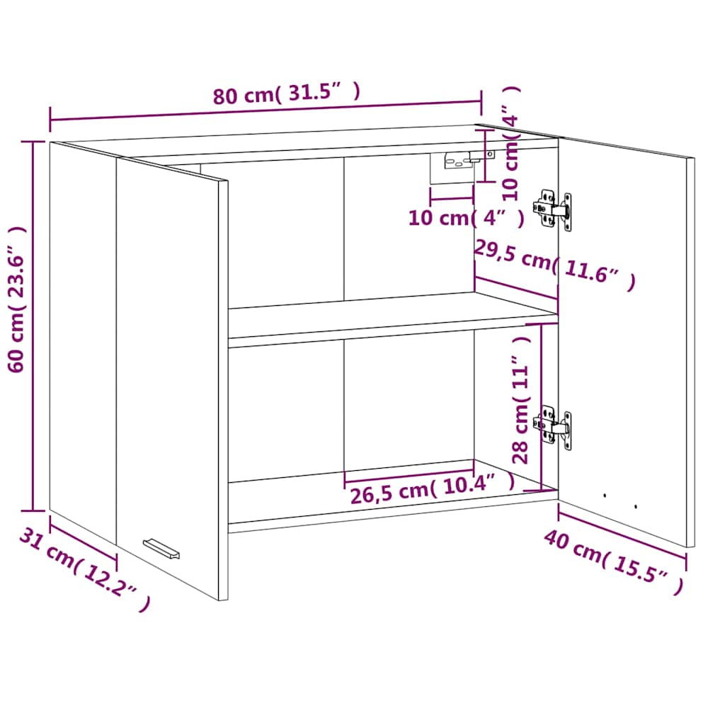 Hanging Cabinet "Lyon" Smoked Oak 80x31x60 cm Engineered Wood
