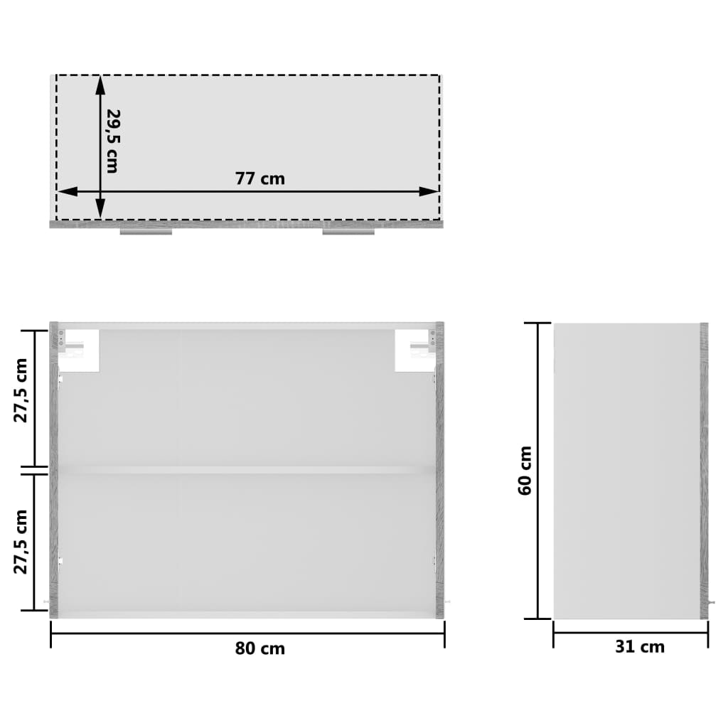 Hanging Glass Cabinet "Lyon" Grey Sonoma 80x31x60 cm