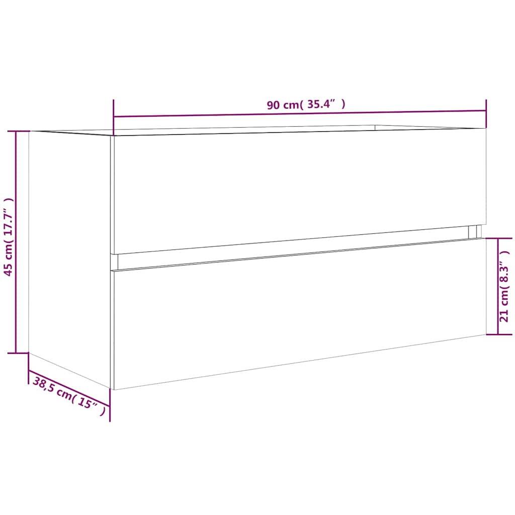 Sink Cabinet Grey Sonoma 90x38,5x45 cm Engineered Wood