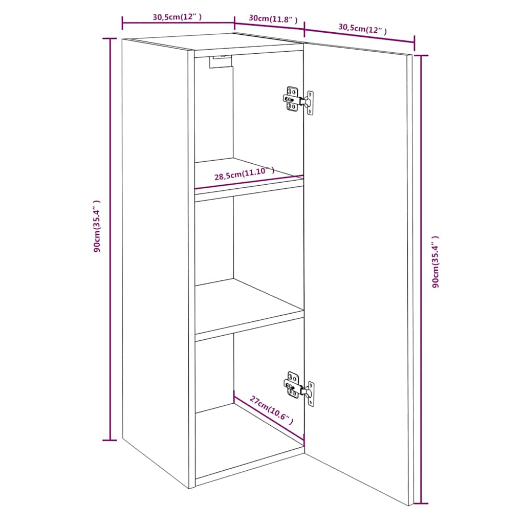 TV Cabinet Smoked Oak 30,5x30x90 cm Engineered Wood