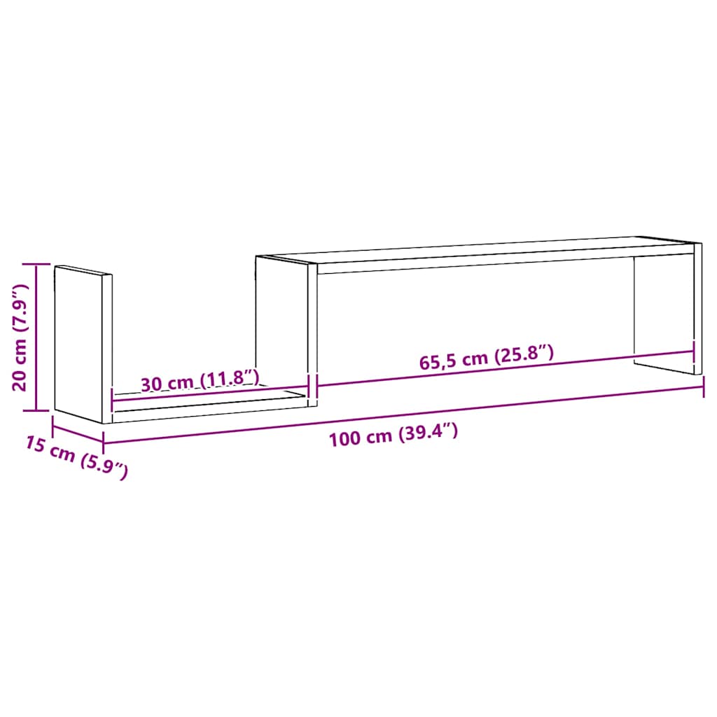 Wall Shelves 2 pcs Grey Sonoma 100x15x20 cm Engineered Wood