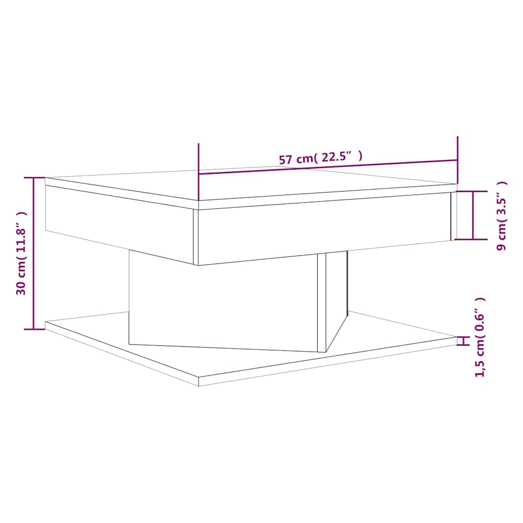 815942 vidaXL Coffee Table Smoked Oak 57x57x30 cm Engineered Wood
