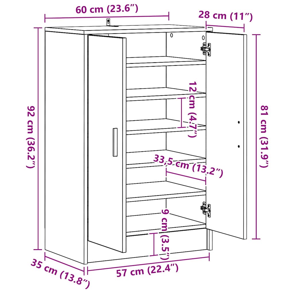 Shoe cabinets 60 x 35 x 92 cm Engineered Wood Grey Sonoma