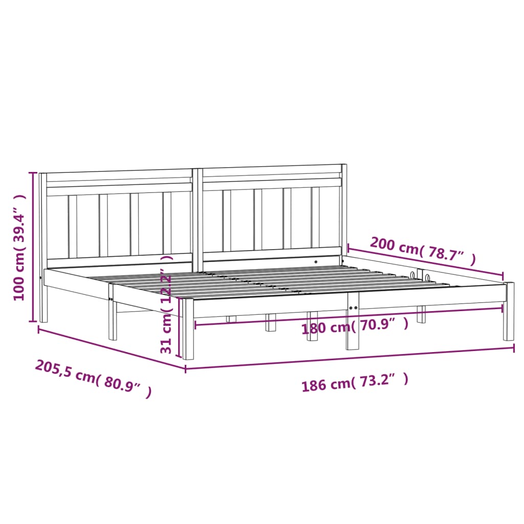 Bed Frame without Mattress Super King Solid Wood