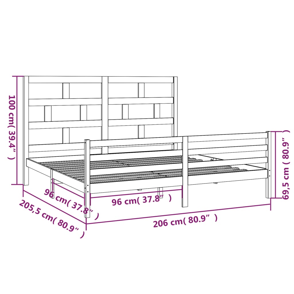 Bed Frame | White | Solid Pine Wood | Double | Durable | Bed Frame