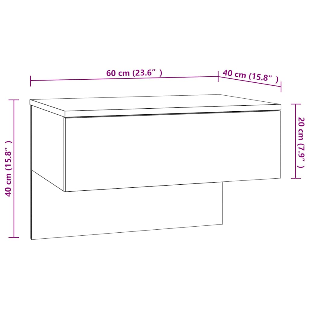 810944 vidaXL Wall-mounted Bedside Cabinets 2 pcs Concrete Grey
