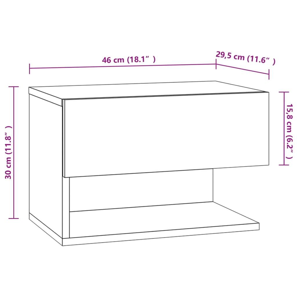 810955 vidaXL Wall-mounted Bedside Cabinet Black