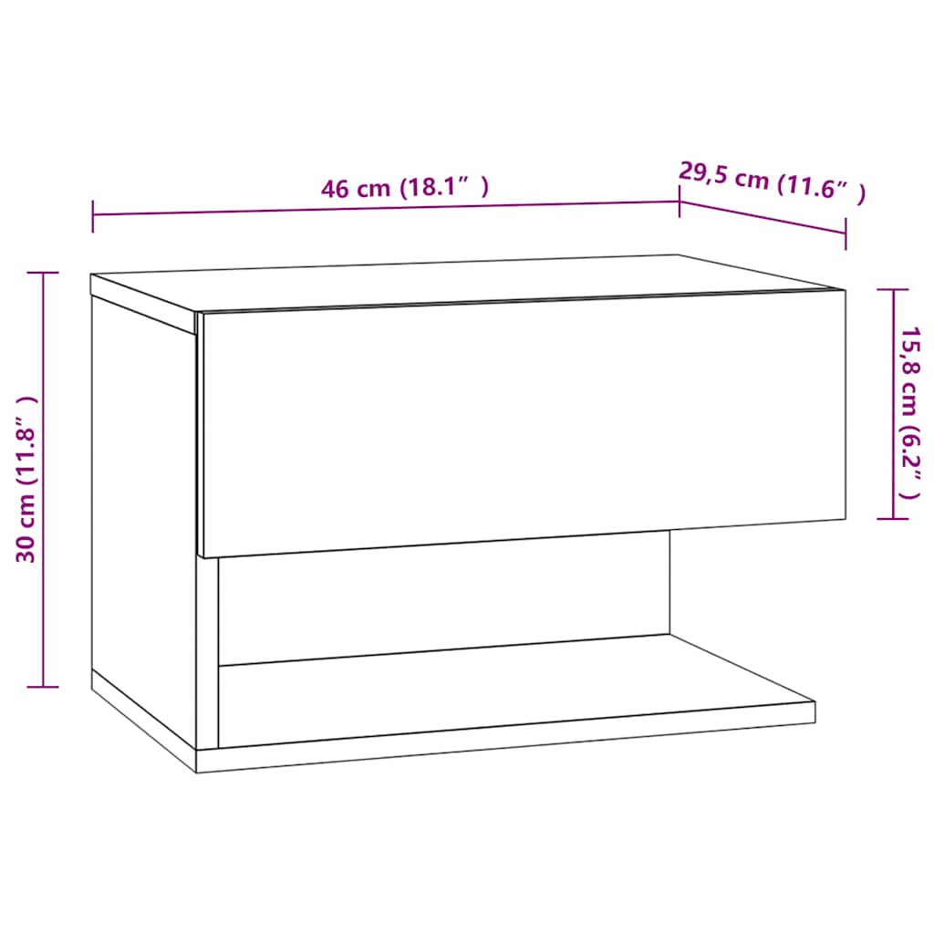 810961 vidaXL Wall-mounted Bedside Cabinet Concrete Grey