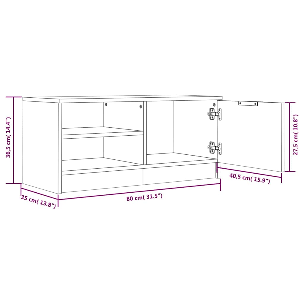 TV Cabinet Concrete Grey 80x35x36,5 cm Engineered Wood