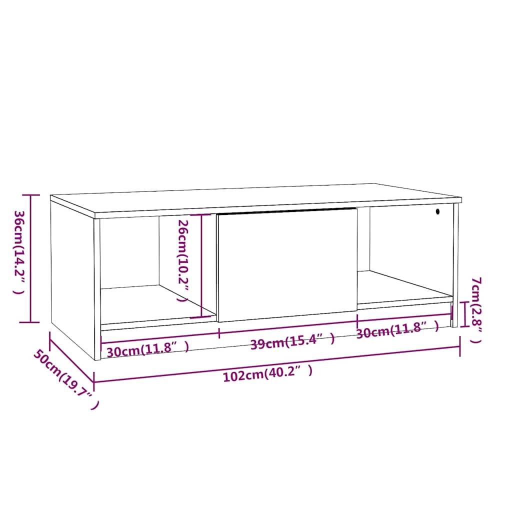 Coffee Table Grey Sonoma 102x50x36 cm Engineered Wood