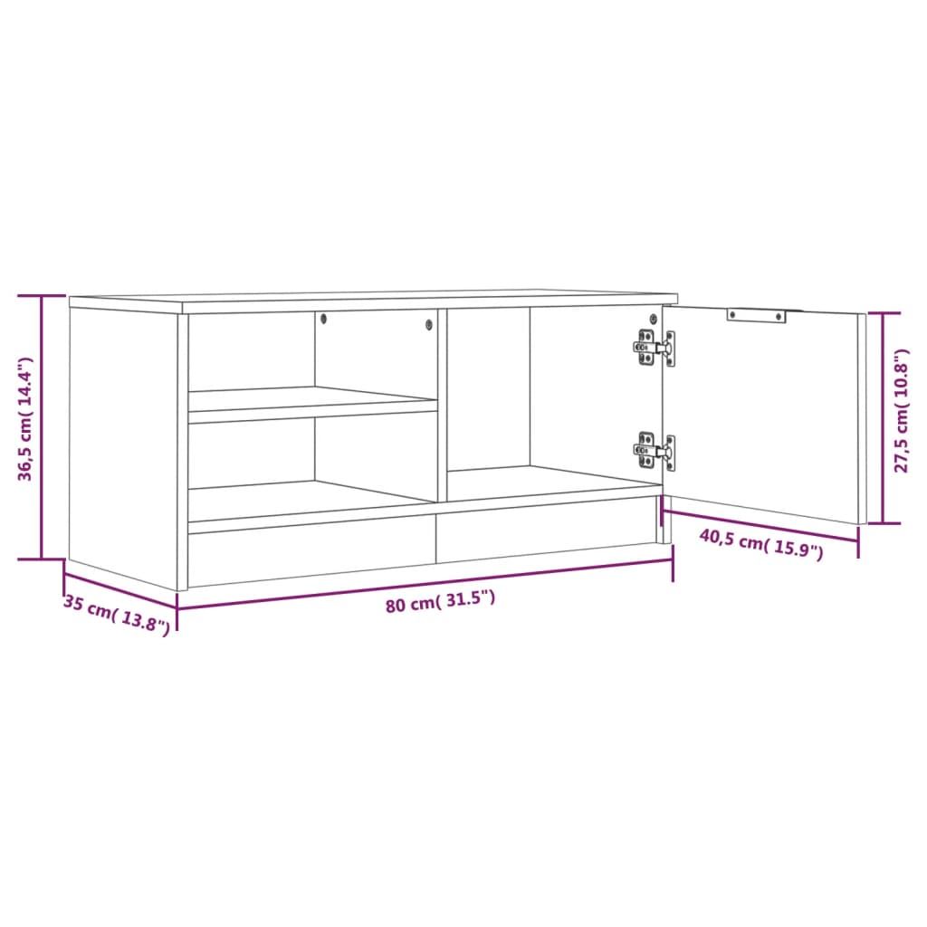 2 Piece TV Cabinet Set Grey Sonoma 80x35x36,5 cm Engineered Wood