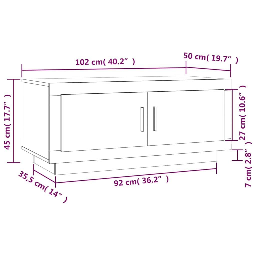 Coffee Table Brown Oak 102x50x45 cm Engineered Wood