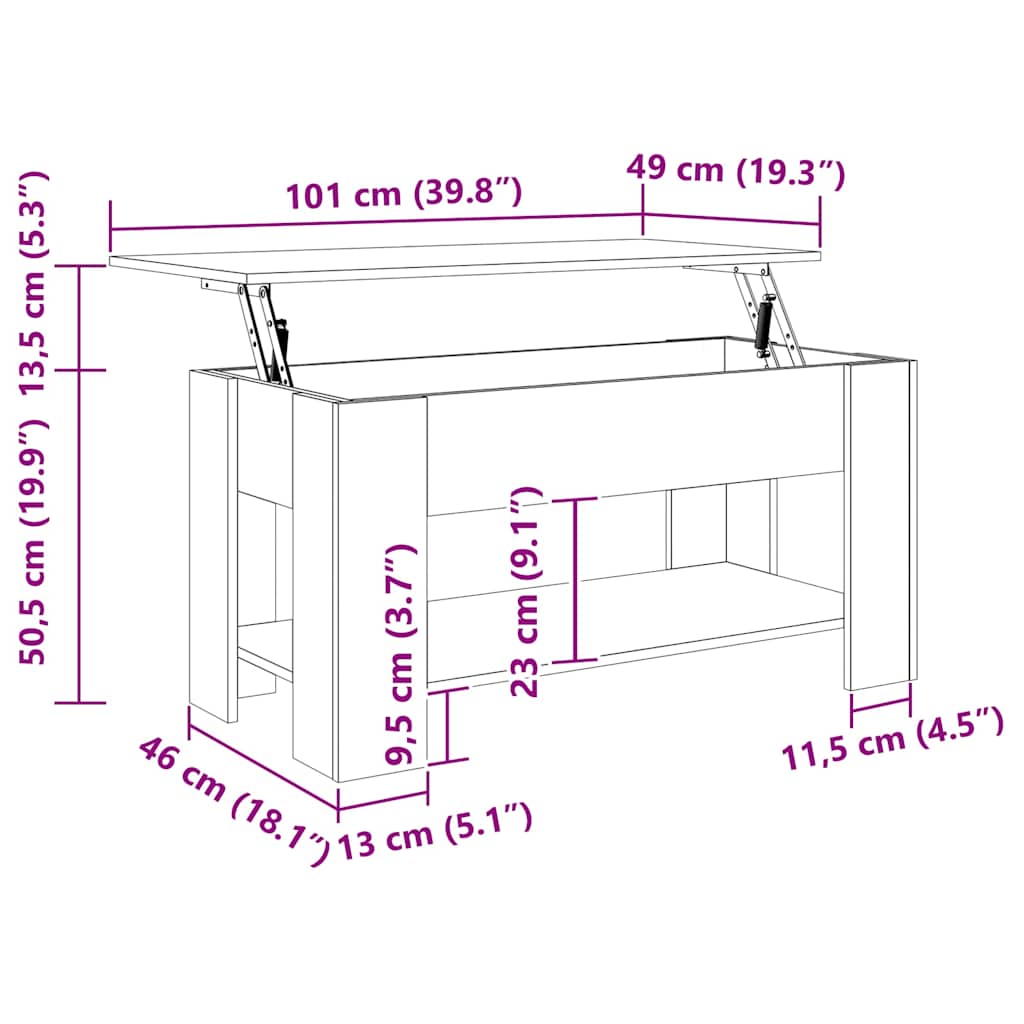 Coffee Table Concrete Grey 101x49x52 cm Engineered Wood