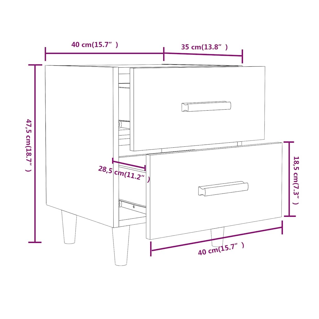 Bed Cabinet Sonoma Oak 40x35x47,5 cm
