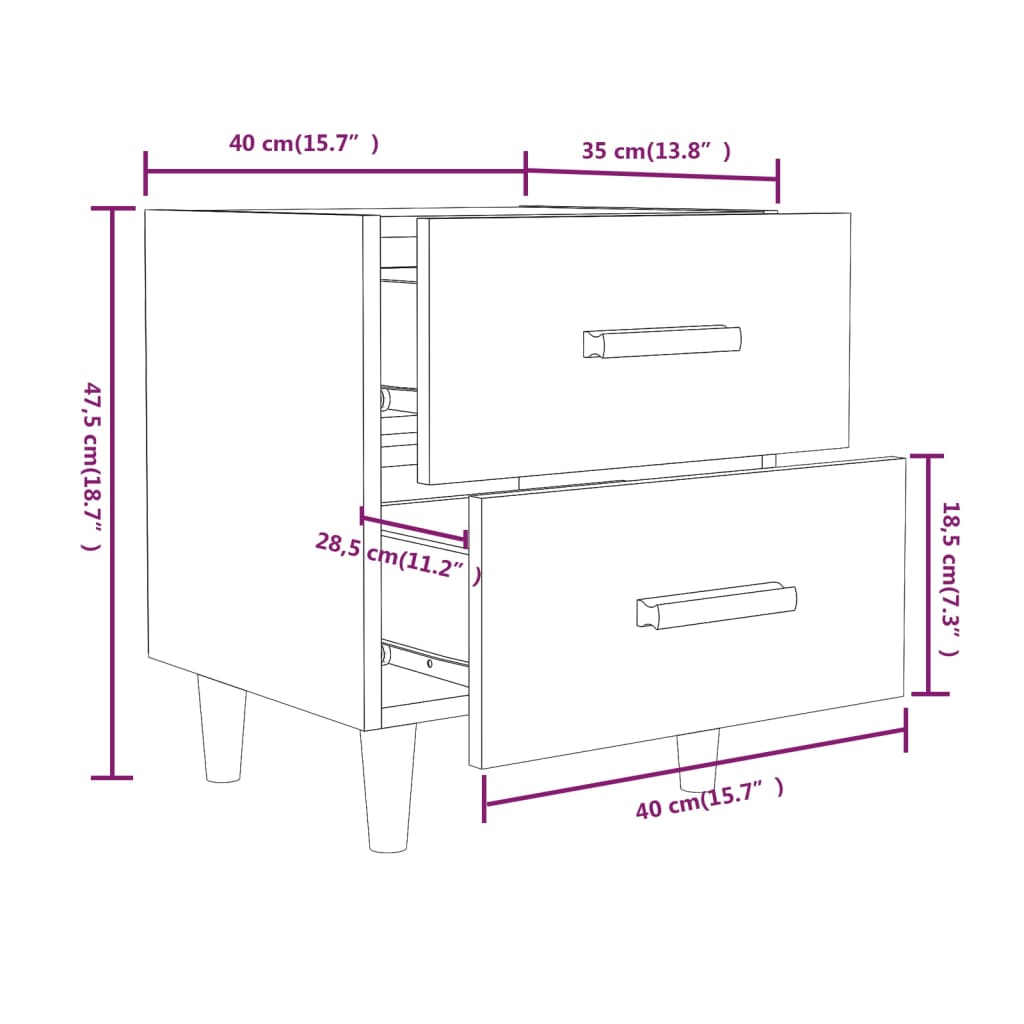 Bed Cabinets 2 pcs Smoked Oak 40x35x47,5 cm