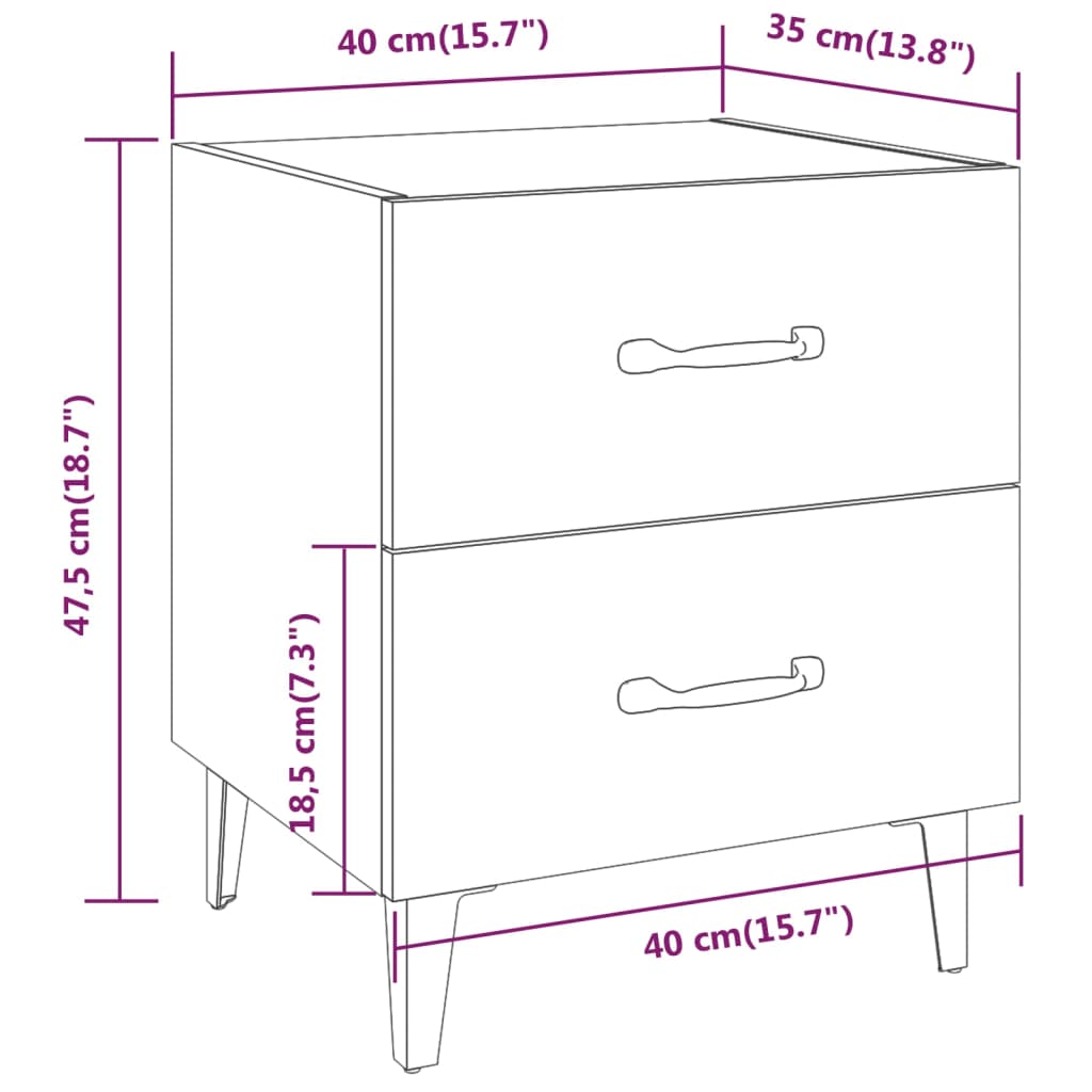 Bedside Cabinets 2 pcs Smoked Oak 40x35x47,5 cm