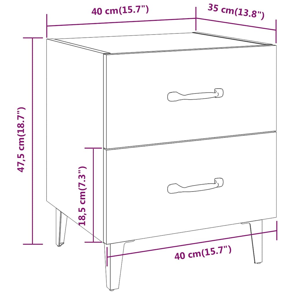 Bedside Cabinet Grey Sonoma 40x35x47,5 cm