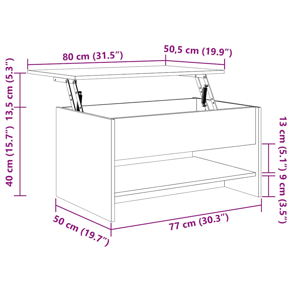 Coffee Table Grey Sonoma 80x50x40 cm Engineered Wood
