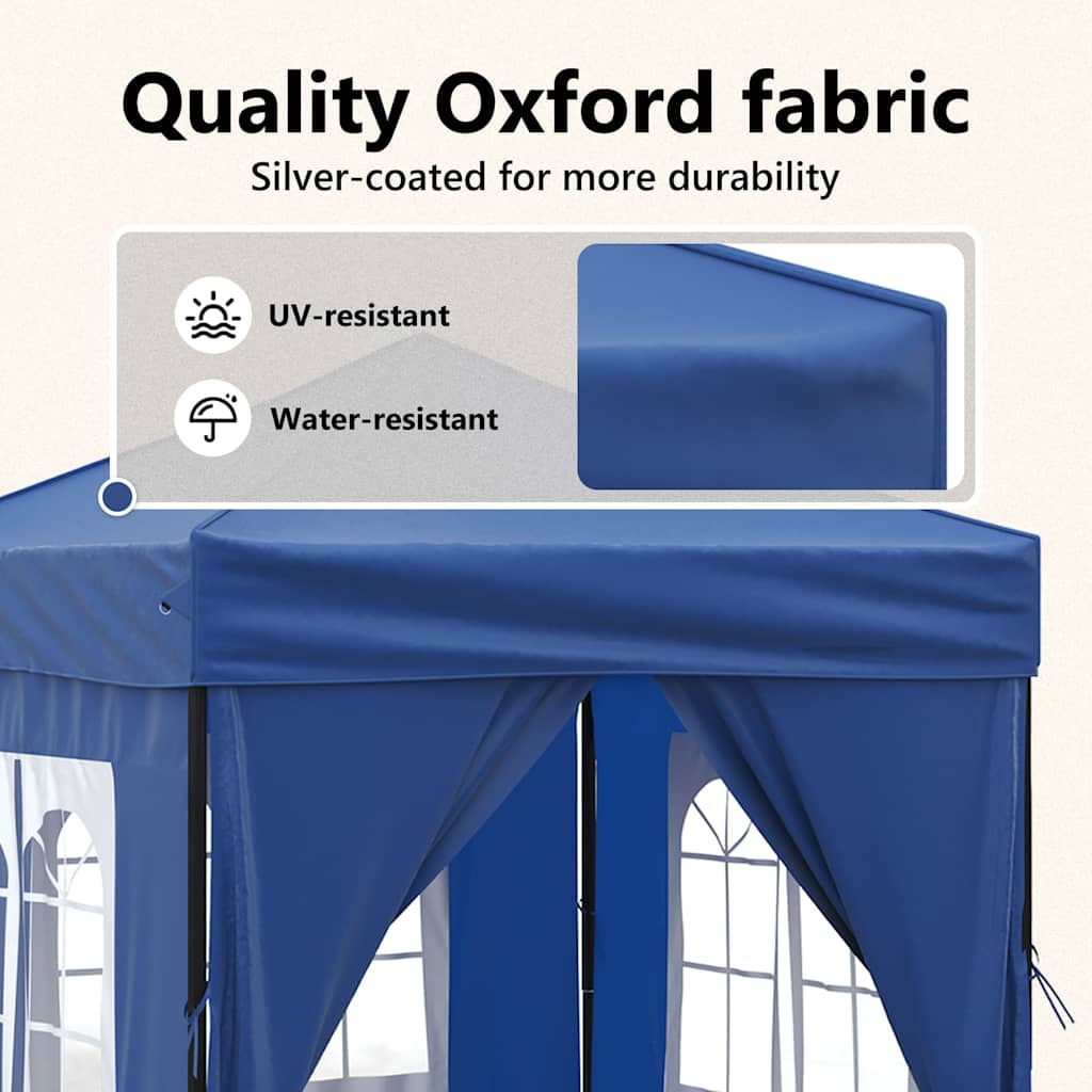 Folding Party Tent with Sidewalls Blue 2x2 m