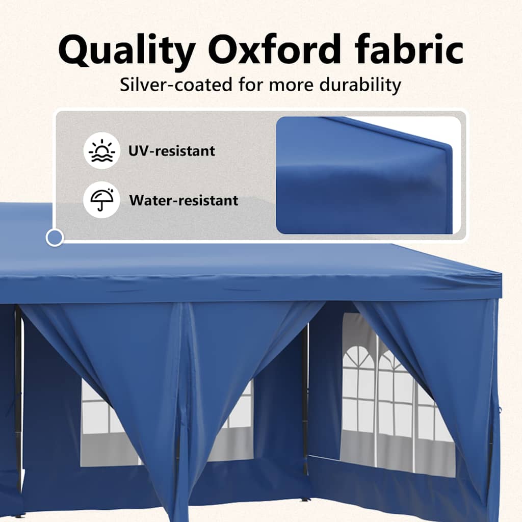 Folding Party Tent with Sidewalls Blue 3x6 m