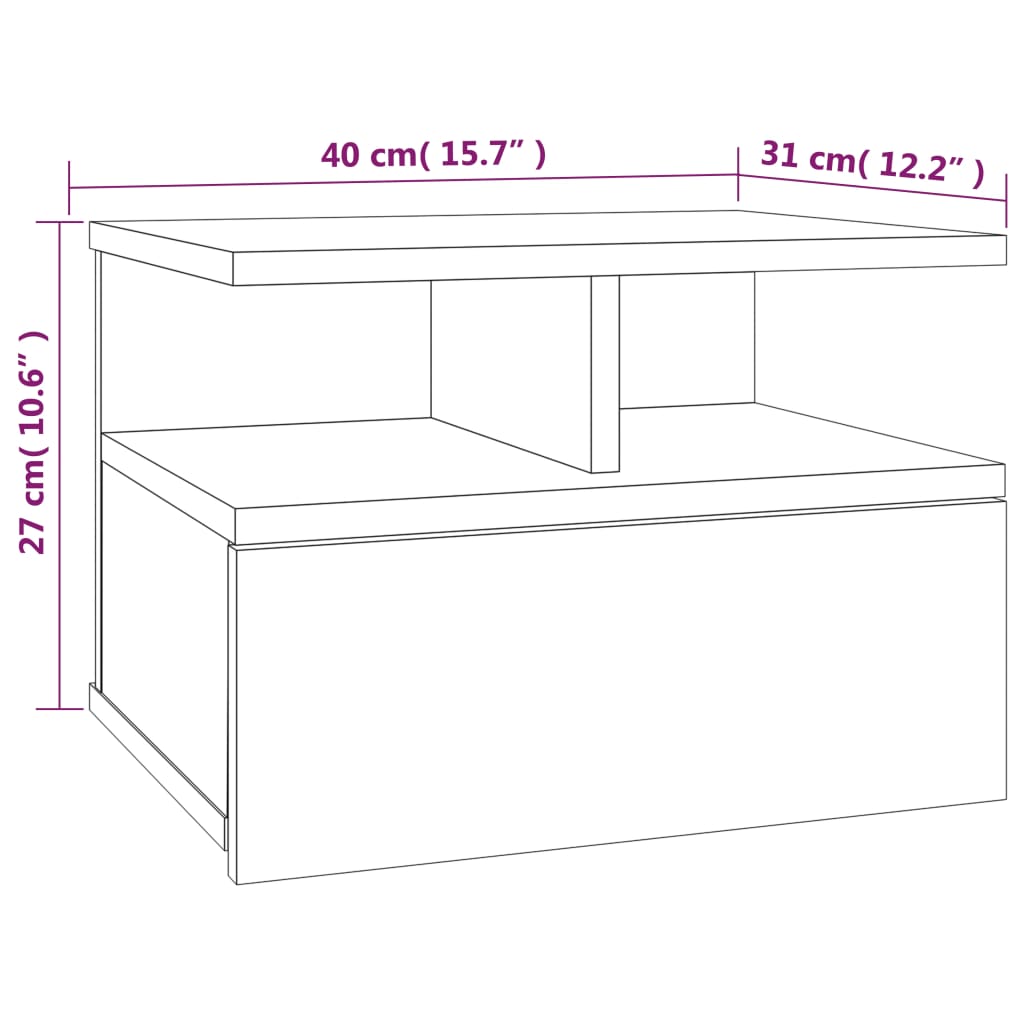 Floating Nightstand 2 pcs Grey Sonoma 40x31x27 cm Engineered Wood