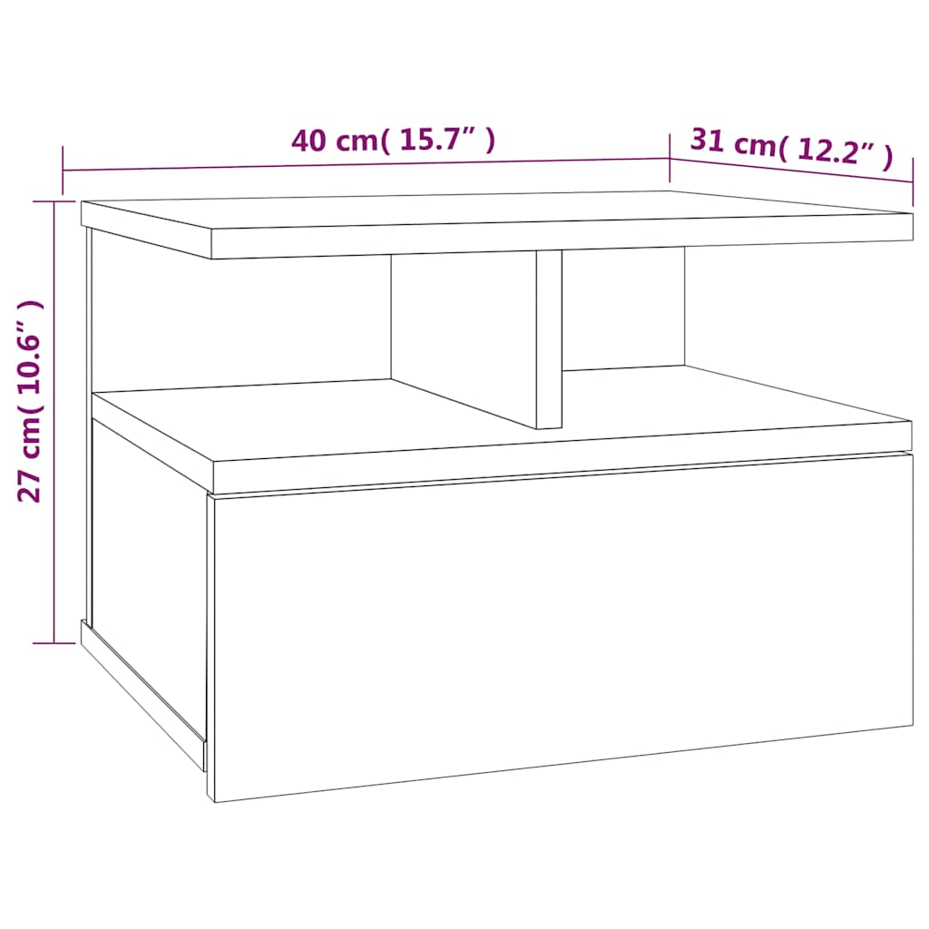 815315 vidaXL Floating Nightstand 2 pcs Grey Sonoma 40x31x27 cm Engineered Wood