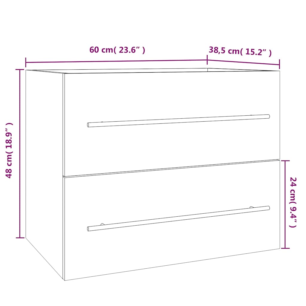Sink Cabinet Grey Sonoma 60x38,5x48 cm Engineered Wood
