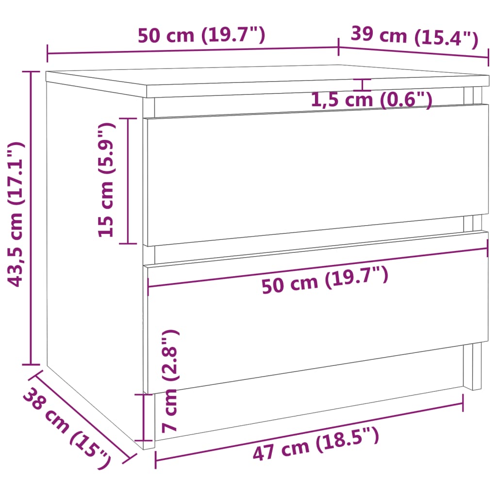 Bed Cabinets 2 pcs Grey Sonoma 50x39x43,5 cm Engineered Wood