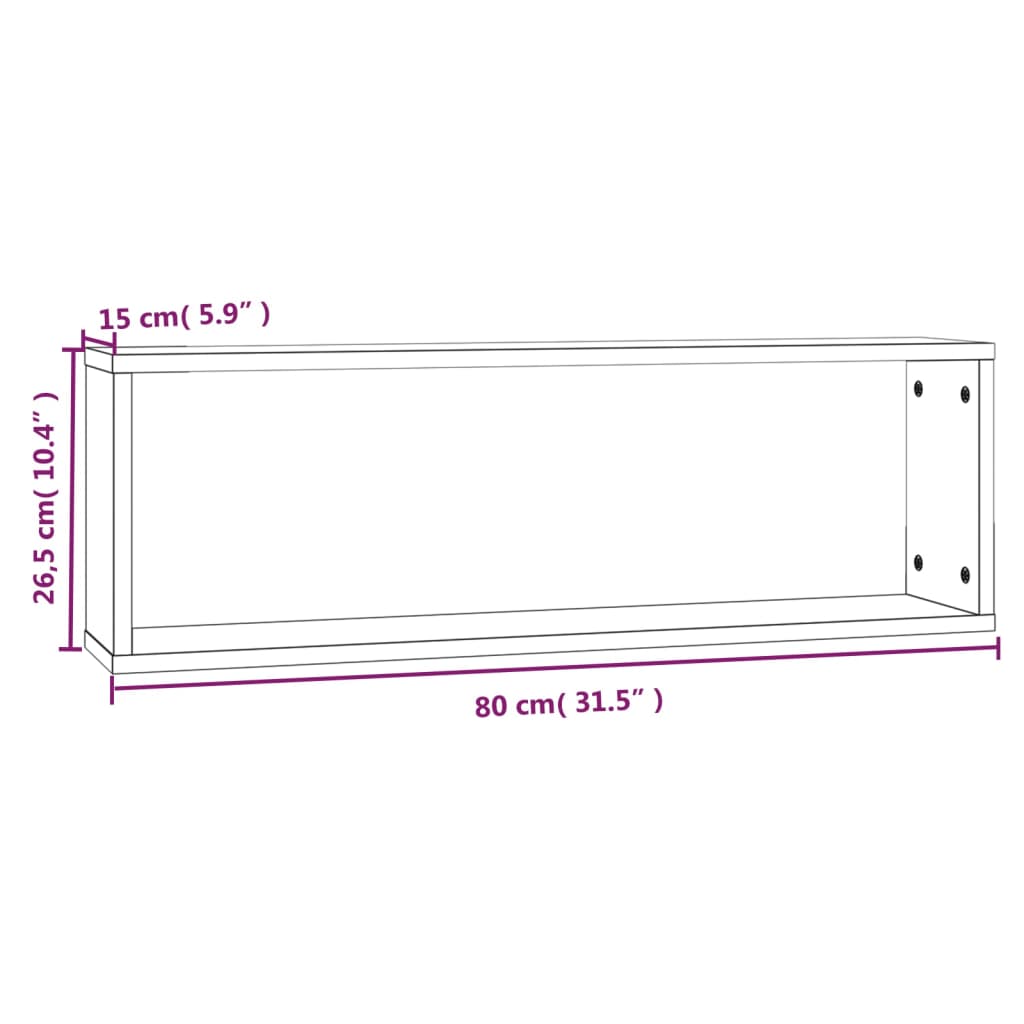 Wall Cube Shelves 2 pcs Brown Oak 80x15x26,5 cm Engineered Wood