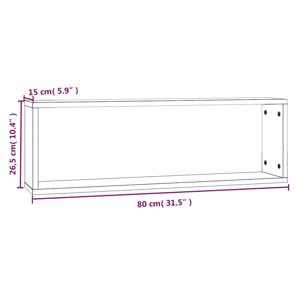Wall Cube Shelves 4 pcs Brown Oak 80x15x26,5 cm Engineered Wood