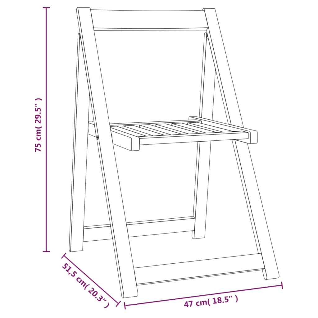 Garden Chair Set of 6 | Brown | Solid Acacia Wood | Medium | Foldable
