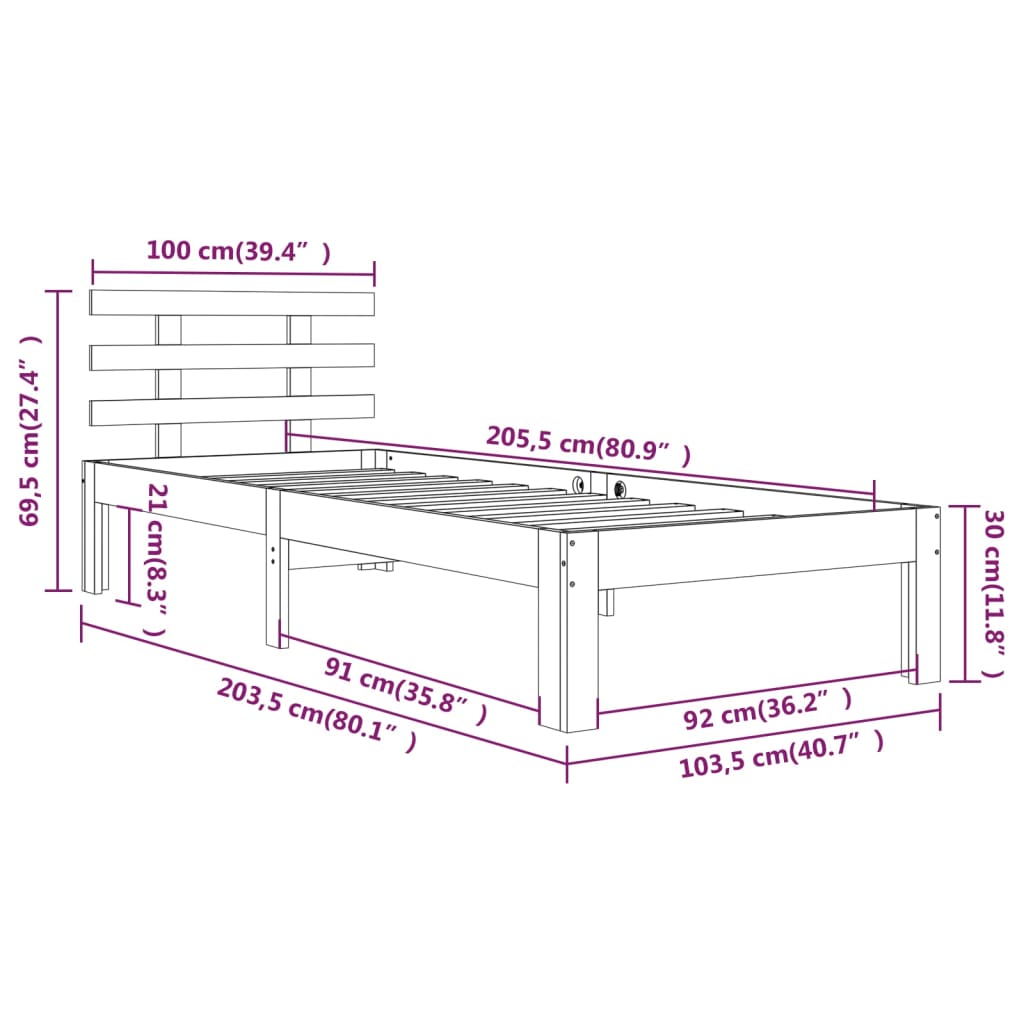Bed Frame | White | Solid pine wood, Plywood | Single | Single Bed Frame