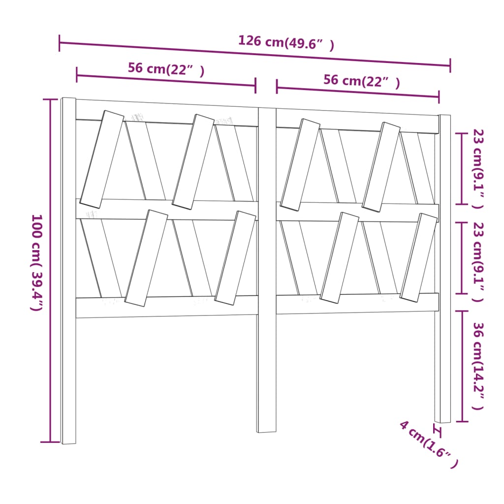 Bed Headboard Honey Brown 126x4x100 cm Solid Wood Pine
