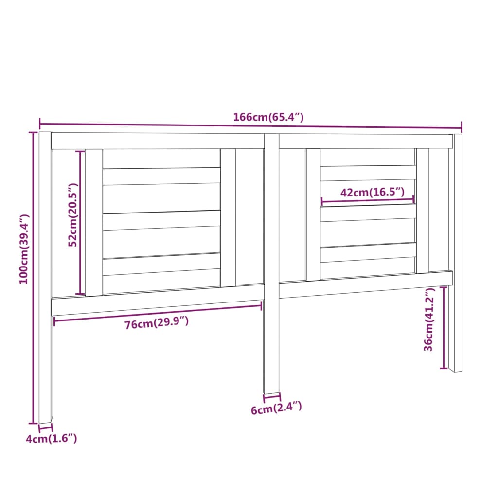 Bed Headboard 166x4x100 cm Solid Wood Pine