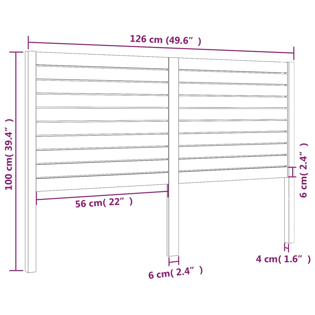 Bed Headboard Black 126x4x100 cm Solid Wood Pine