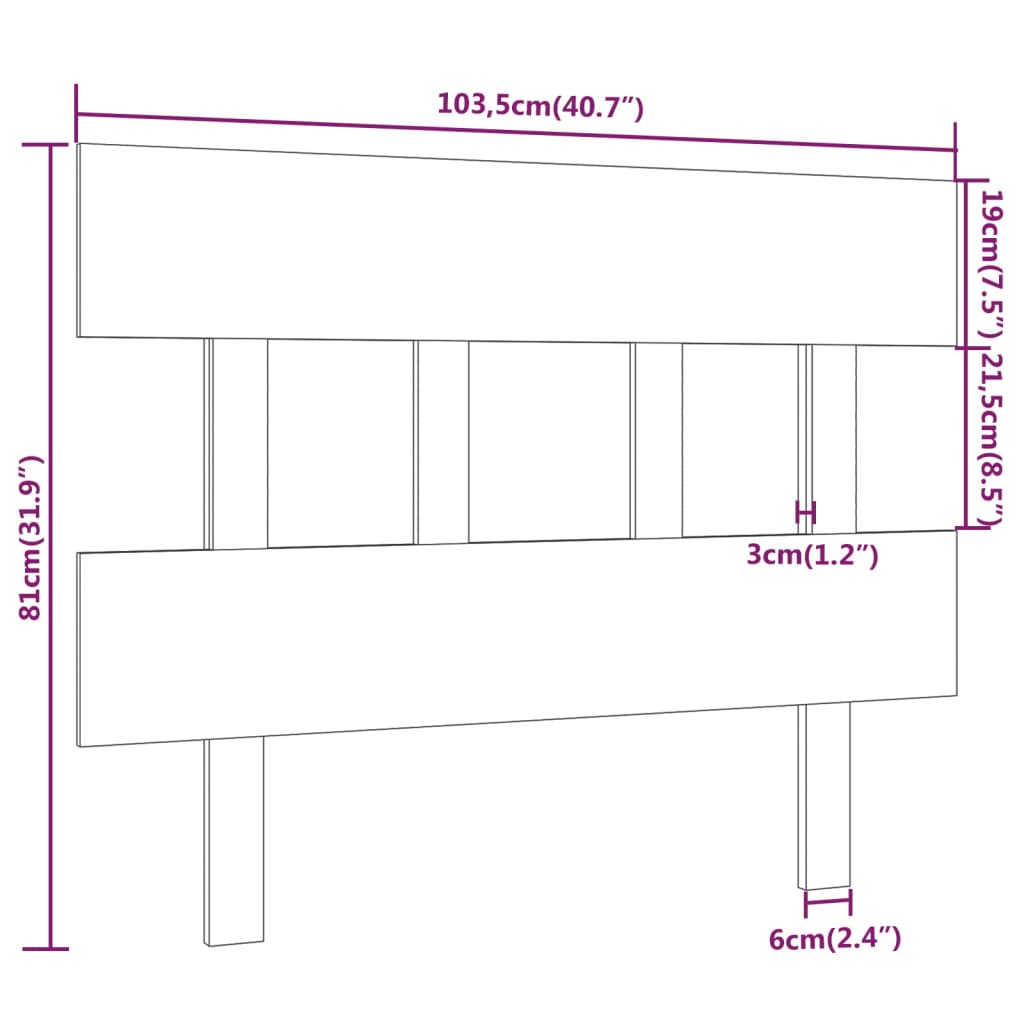 Bed Headboard Honey Brown 103.5x3x81 cm Solid Wood Pine