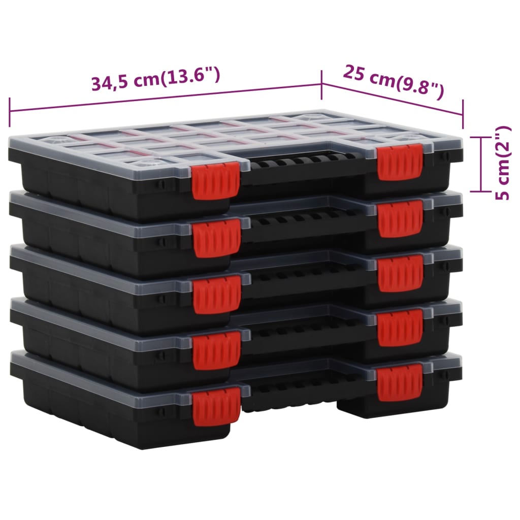 vidaXL Assortment Boxes 5 pcs 34.5x25x5 cm Polypropylene
