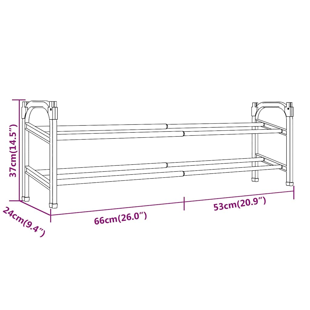 344369 vidaXL Extendable Shoe Rack with 2 Shelves 119x24x37 cm