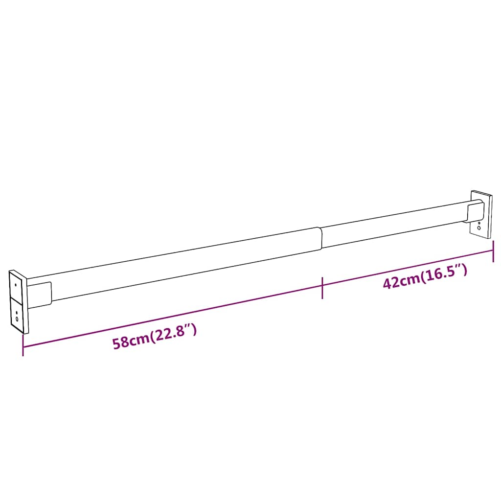 344373 vidaXL Telescopic Wardrobe Rails 2 pcs Silver 58-100 cm