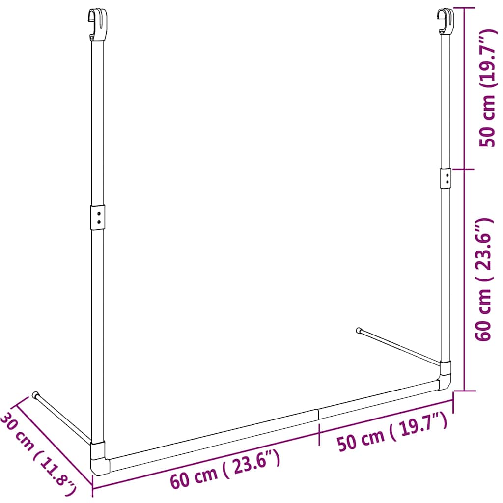 Telescopic Wardrobe Hanging Rail Silver