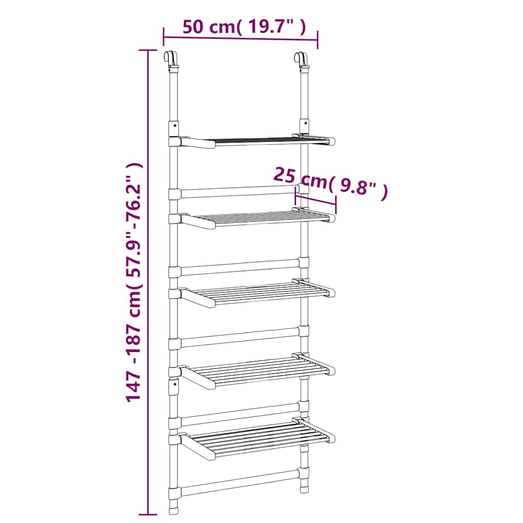 5-Tier Hanging Laundry Drying Rack Aluminium