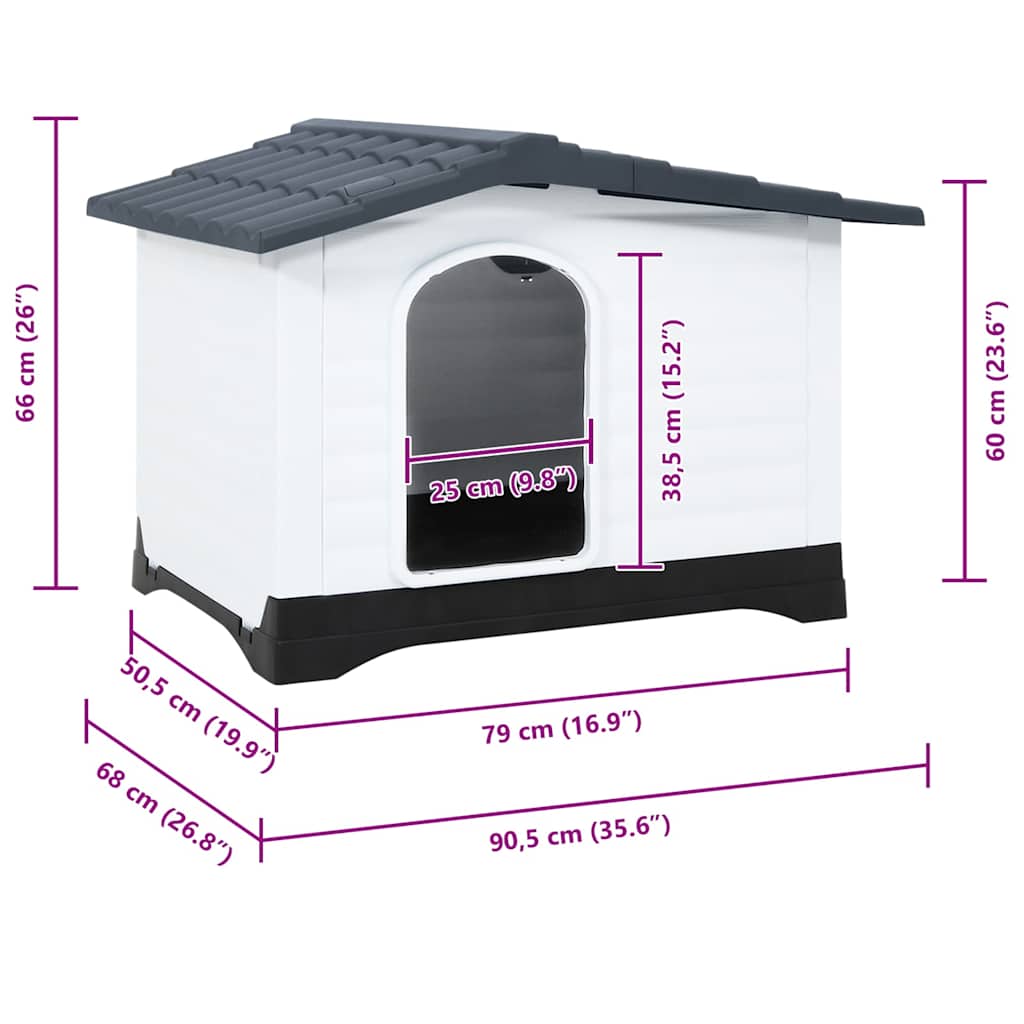 Dog House Grey 90.5x68x66 cm Polypropylene