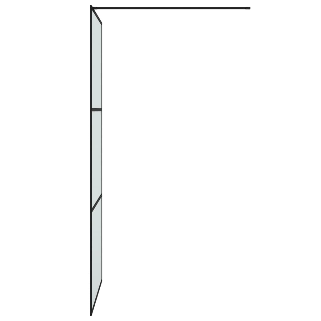 Walk-in Shower Wall Black 90x195 cm Frosted ESG Glass