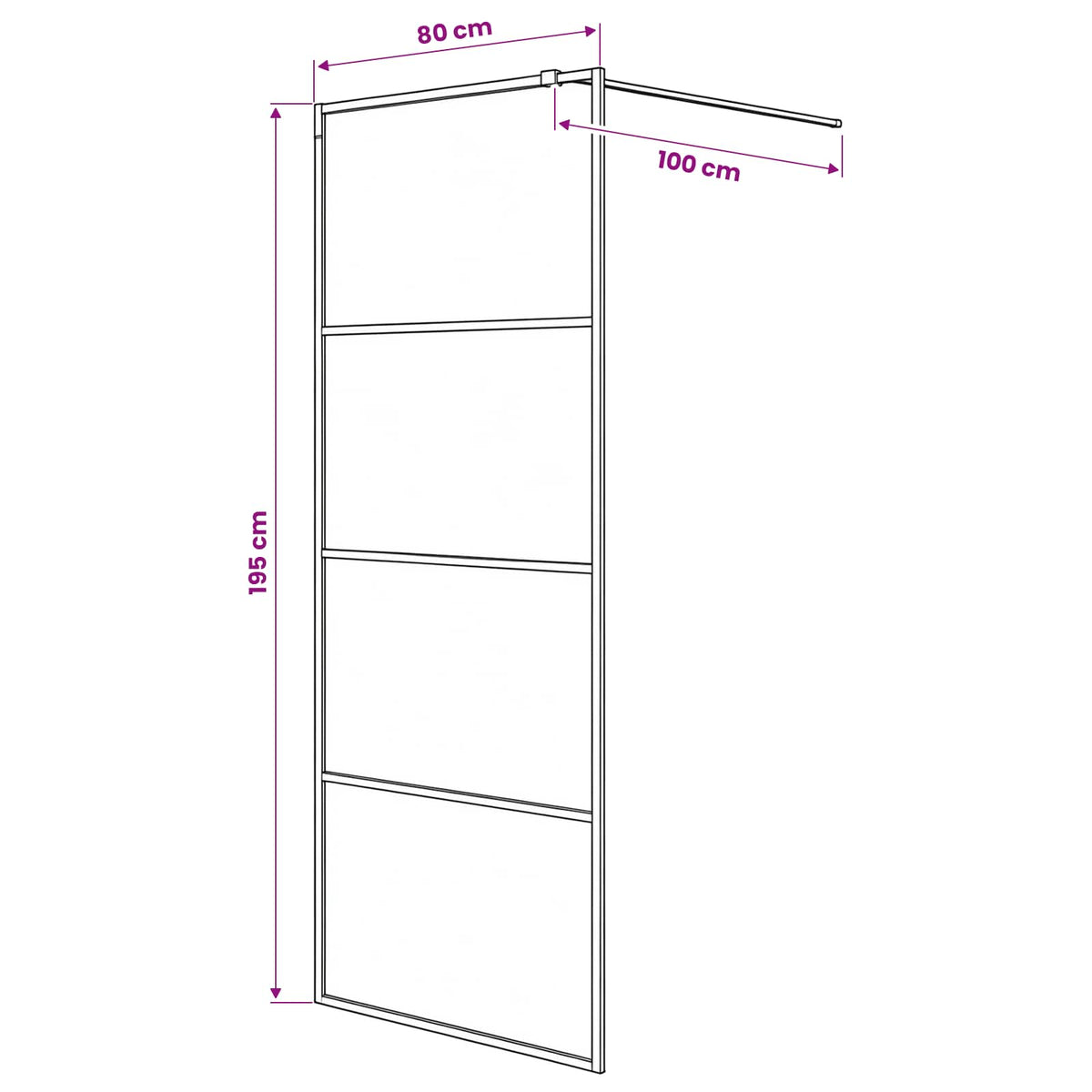 Walk-in Shower Wall White 80x195 cm Clear ESG Glass