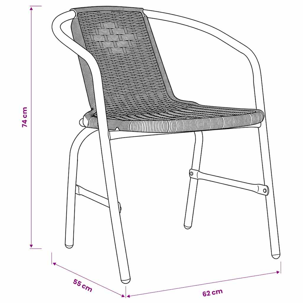 Garden Chairs 4 pcs Plastic Rattan and Steel 110 kg
