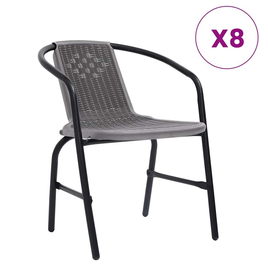 Garden Chairs 8 pcs Plastic Rattan and Steel 110 kg