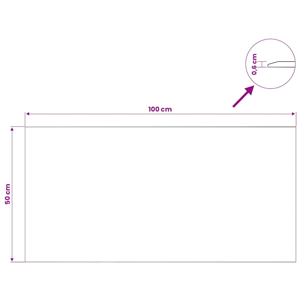 Table Top Transparent 50x100 cm Tempered Glass